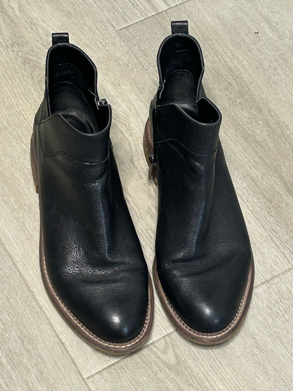Franco Sarto Leather Ankle Booties – Women's Black | Side Zip